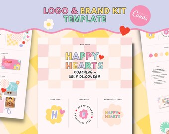Plantilla de Canva para logotipo colorido / Kit de marca para pequeñas empresas femeninas