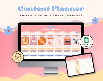 Modello di calendario dei contenuti / Fogli Google / Pianificatore di blog / Calendario dei contenuti dei social media / Foglio di calcolo aziendale / Pianificatore di contenuti di Instagram