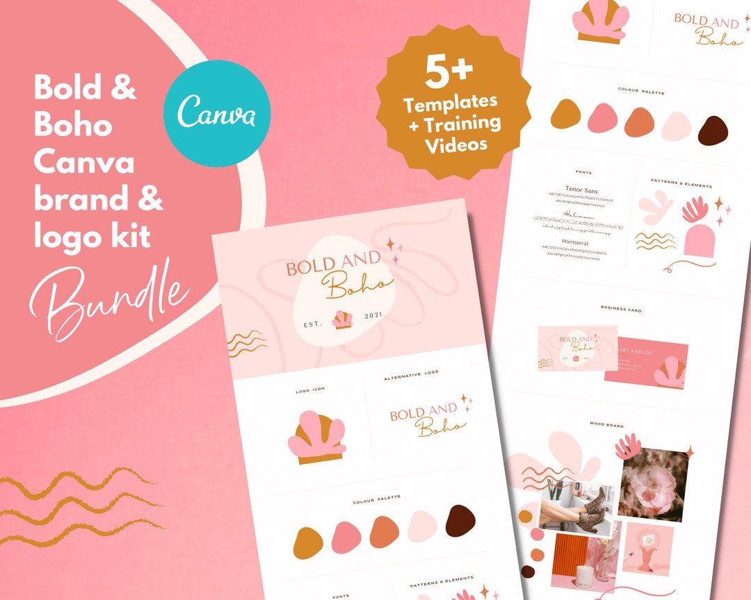 Boho Logo Design | Canva Branding Kit Template | Bold & Boho - Etsy