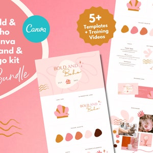 Design de logotipo Boho | Modelo de kit de marca do Canva | Ousado e Boho