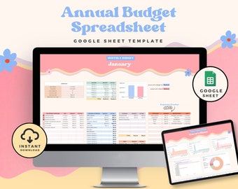Annual Budget Spreadsheet | Google Sheets Template (Digital Download)