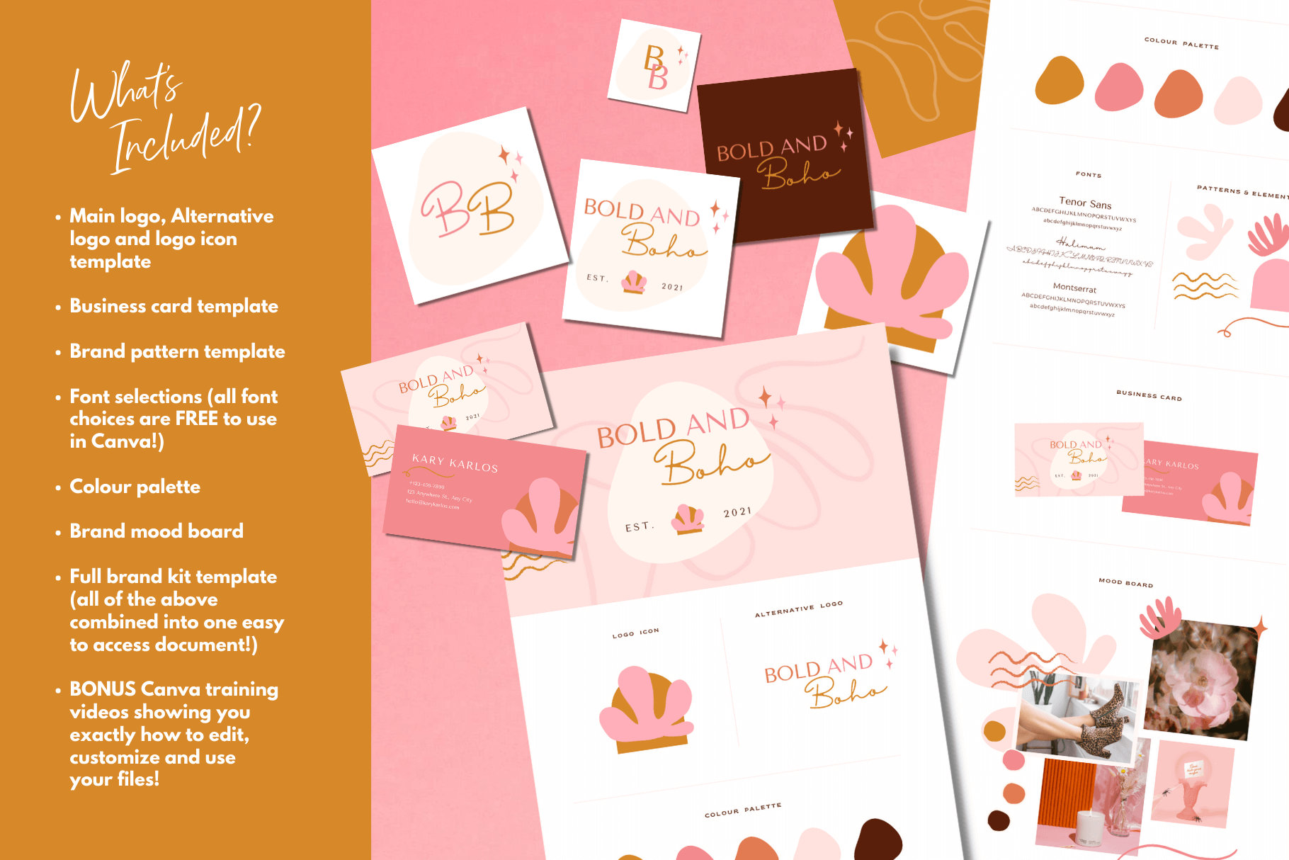 Boho Logo Design | Canva Branding Kit Template | Bold & Boho - Etsy