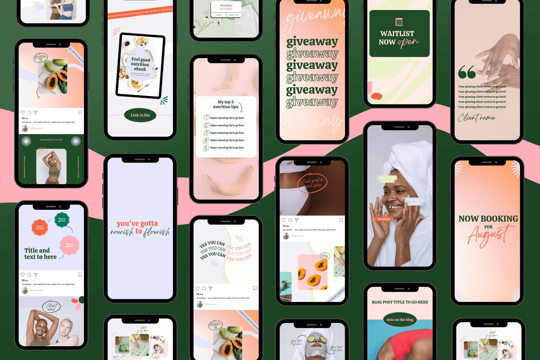 Canva Instagram Template Bundle for Health Coach Wellness | Etsy