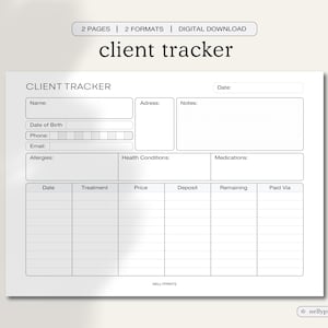 Client Tracker, Client Payment Log, Client Book, Client List, Client Log, Client Payment History