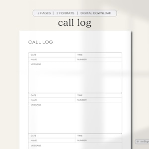 Printable Call Log: Daily Phone Call Tracker (Digital Download)