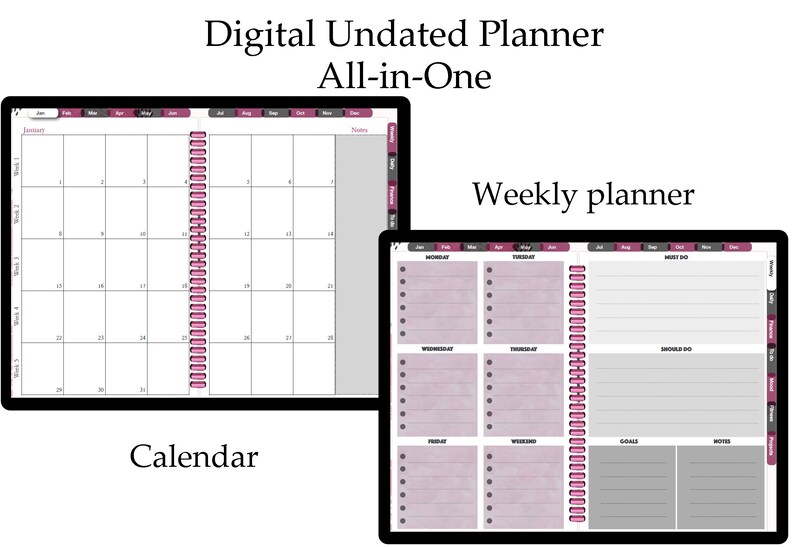 Goodnotes Template Goodnotes Planner Monthly Digital Planner Etsy