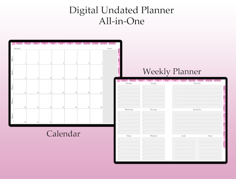 Goodnotes Template Goodnotes Planner Monthly Digital Planner Etsy