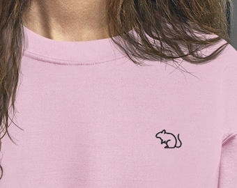 Embroidered mouse Sweater — mouse clothing, mouse sweatshirt, mouse lover, mouse gift, cottagecore clothing, cottage core