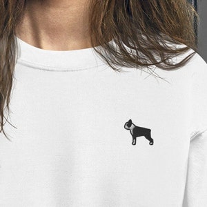 embroidered boston terrier crewneck | embroidered boston terrier sweatshirt embroidered boston terrier sweater pullover boston terrier gifts