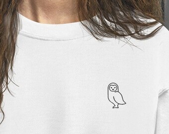 embroidered owl sweatshirt — owl crewneck, owl hoodie, owl lover, owl clothes, barn own sweater, snowy owl gift, owl love, owl gifts