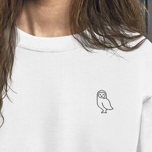 embroidered owl sweatshirt — owl crewneck, owl hoodie, owl lover, owl clothes, barn own sweater, snowy owl gift, owl love, owl gifts