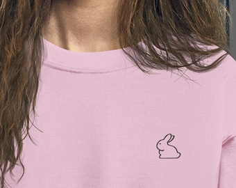 Embroidered Bunny Sweater — bunny sweatshirt, rabbit lover gift, bunny lover gift, bunny hoodie, animal sweater, cottagecore, cottage core
