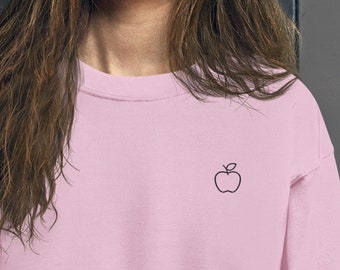 Embroidered apple Sweater — apple clothing, apple sweatshirt, apple lover, apple gift, cottagecore clothing, cottage core