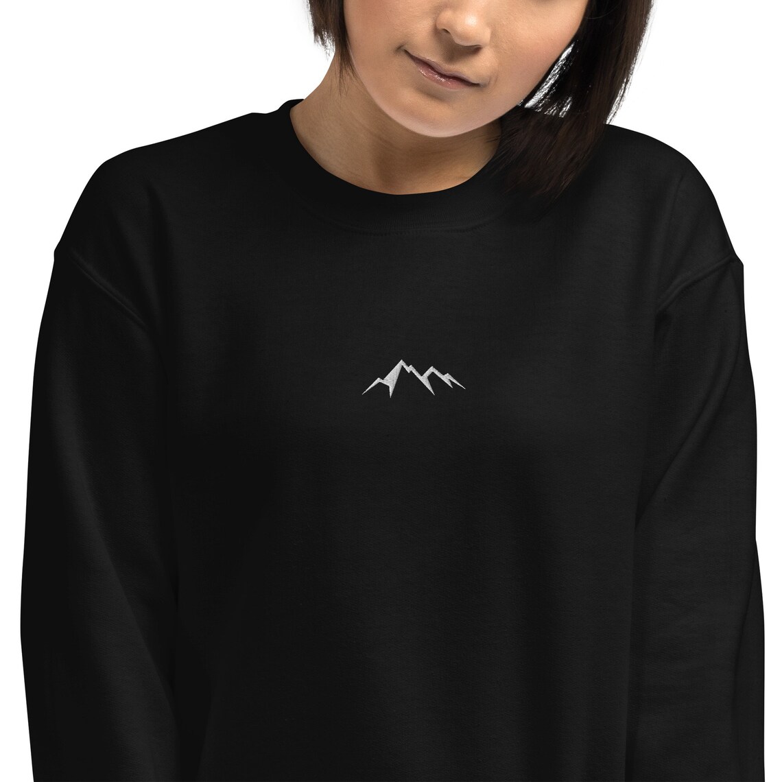 Embroidered Minimalist Mountain Sweater Nature Crewneck Etsy UK
