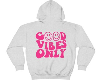 Good vibes pink hoodie trendy hoodie oversize hoodie sweatshirt woman trendy trendy sweatshirt aesthetic hoodie aesthetic clothes Etsy Mexico