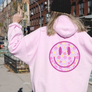 purple flower power hoodie | oversized hoodie | sweatshirt woman trendy | trendy sweatshirt, aesthetic hoodie, hoodie with words on back