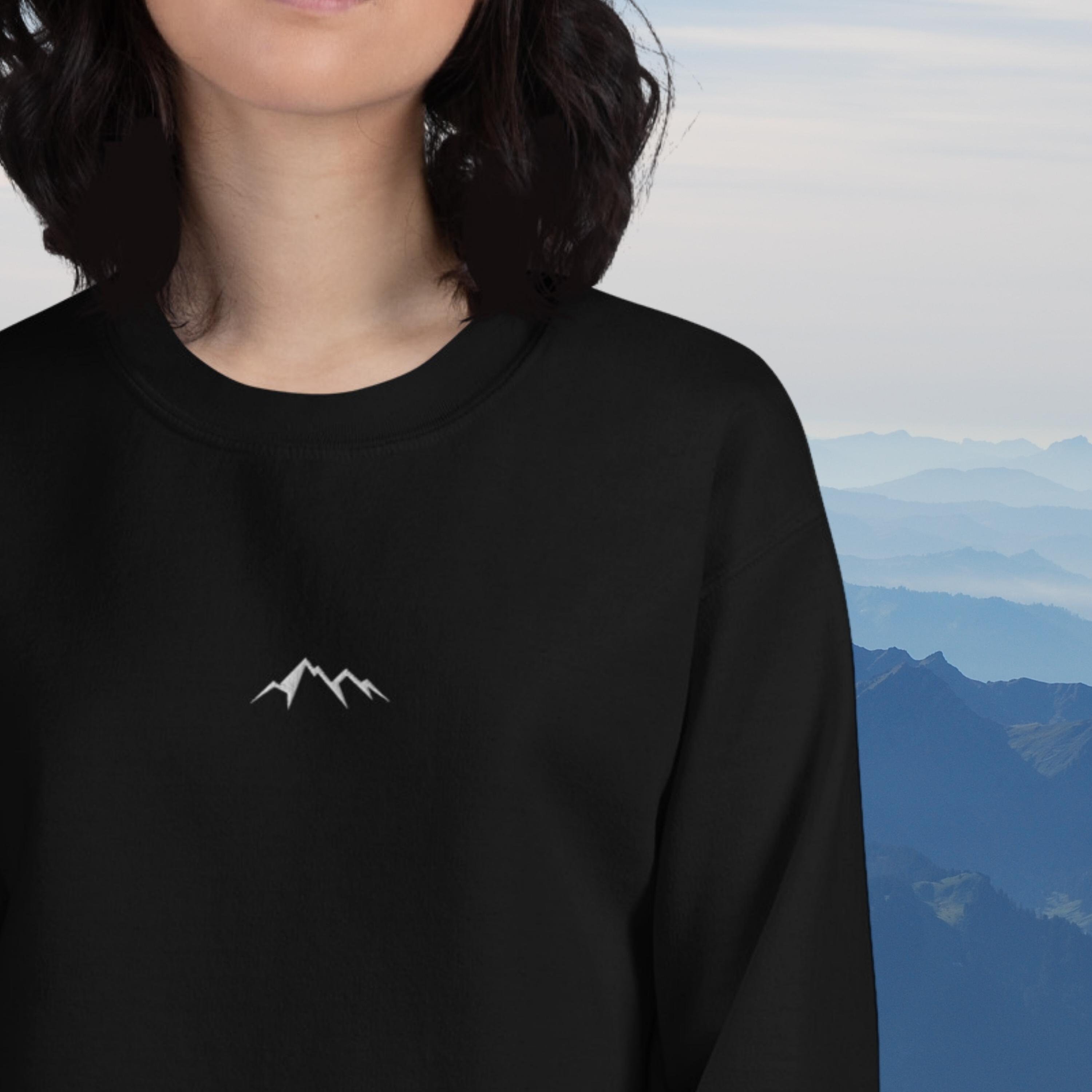 Embroidered Minimalist Mountain Sweater Nature Crewneck Etsy UK