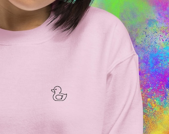 Embroidered Duck Sweatshirt | Duck Sweater | Duck Crewneck | Crewneck sweatshirt embroider sweatshirt | duck hoodie, duck gift, duck hoodie
