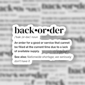 Backorder Definition |  Sticker | Funny Pharmacy Sticker | Medical Sticker | Rx | Funny Sticker for Laptop | Yeti Decal