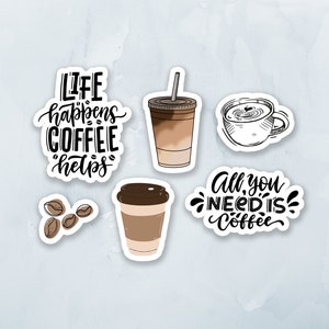 Pacchetto adesivi Coffee Lover / Adesivi carini / Decalcomanie per bottiglia d&#39;acqua, laptop, regali
