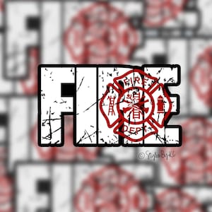 Fire with Maltese Cross | Sticker | Firefighter Sticker | Firefighter Emblem | EMS Sticker | First Responder EMT Rn Paramedic Military