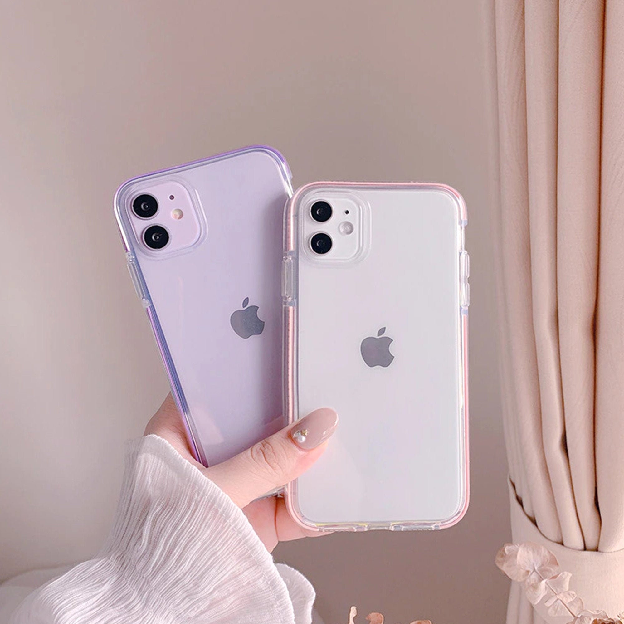 Purple Pink Clear Iphone Case Iphone 11 Pro Pro Max Etsy