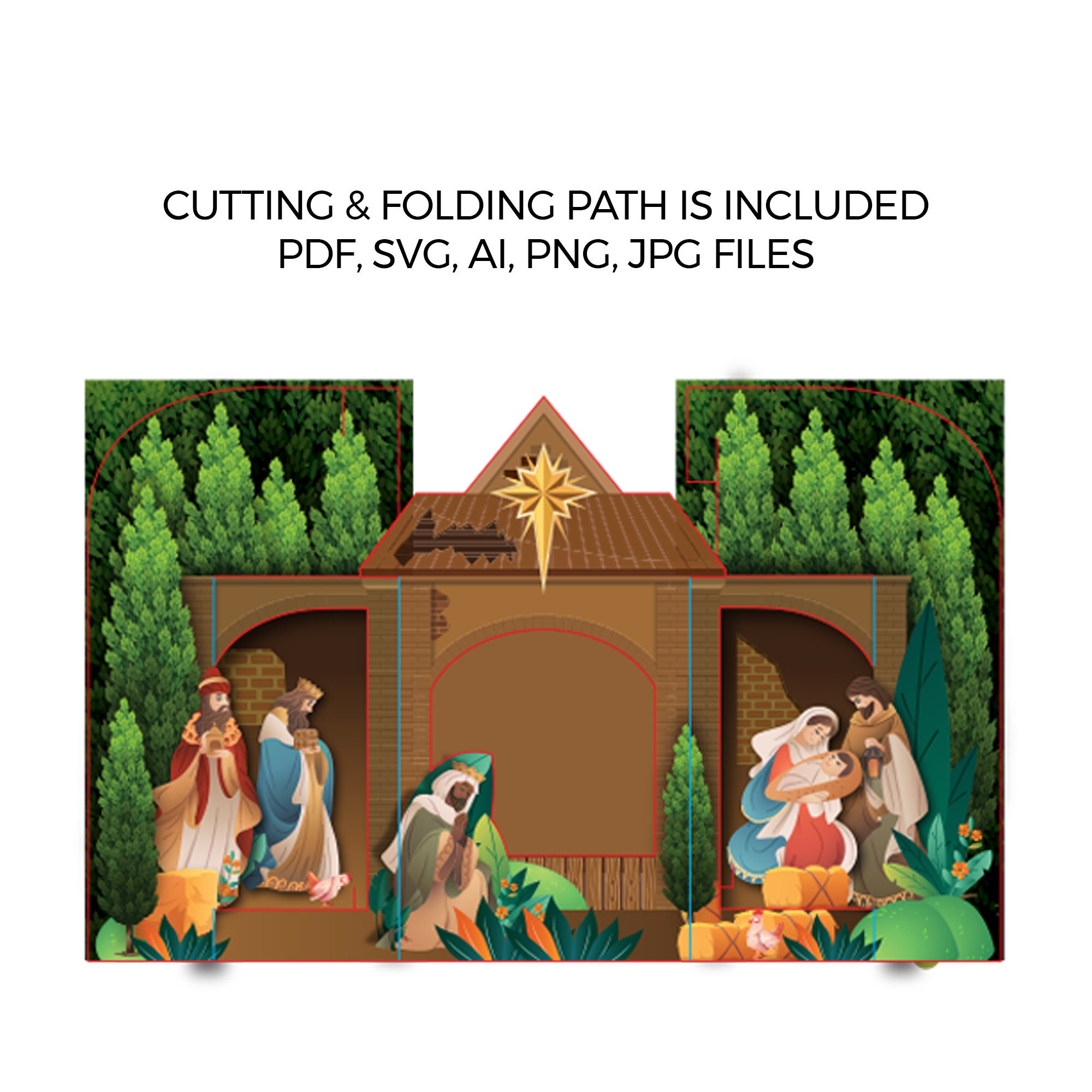 3D Christmas Card, Instant Download, Printable Card, Merry Christmas ...
