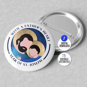 Saint Joseph Logo Vector St. Joseph with Jesus Child, SVG for cut files, PNG digital sublimation, clip art design, DIGITAL file