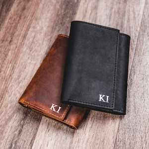 TRIFOLD MENS WALLET, Cartera tríptica de cuero para hombres de cuero hecho a mano, Billetera personalizada para hombres, Billetera de cuero tiene mucho dinero