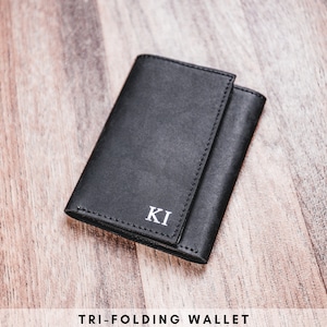 TRIFOLD MENS WALLET, Cartera tríptica de cuero para hombres de cuero hecho a mano, Billetera personalizada para hombres, Billetera de cuero tiene mucho dinero