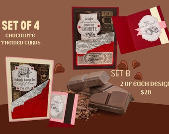 Juego de 4 tarjetas temáticas de chocolate