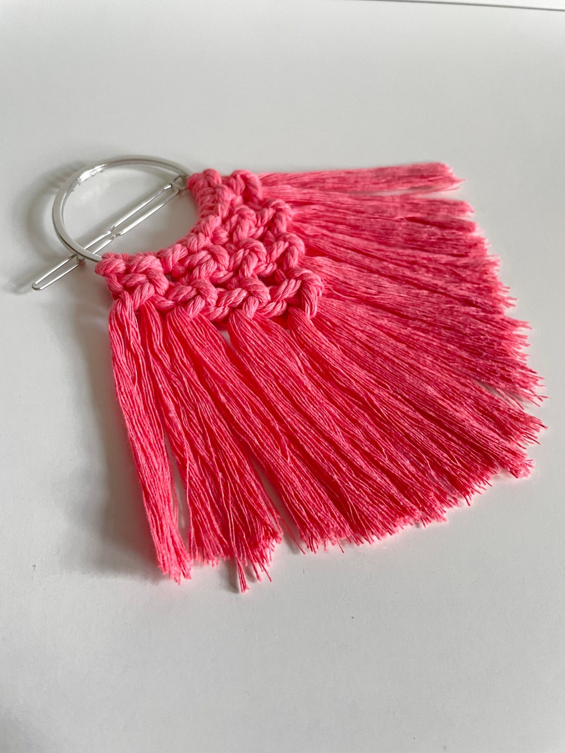 Macrame Handmade Hair Clip Macrame Hair Accessories Pink Etsy UK