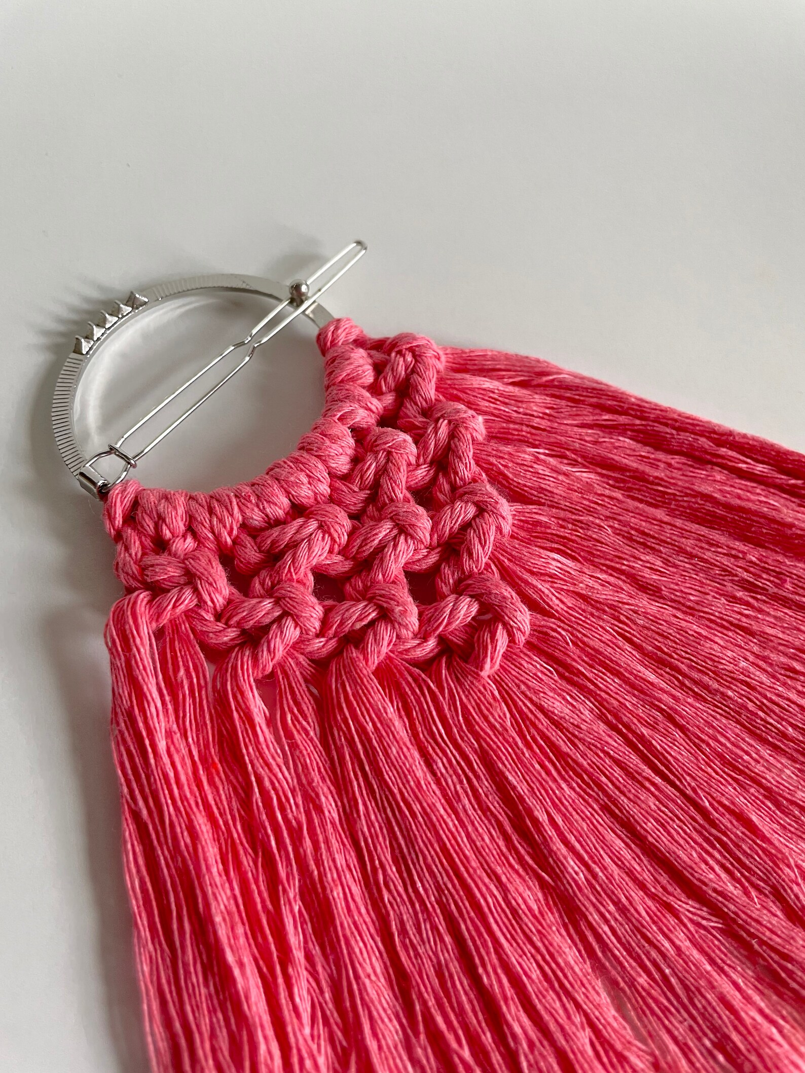 Macrame Handmade Hair Clip Macrame Hair Accessories Pink Etsy UK