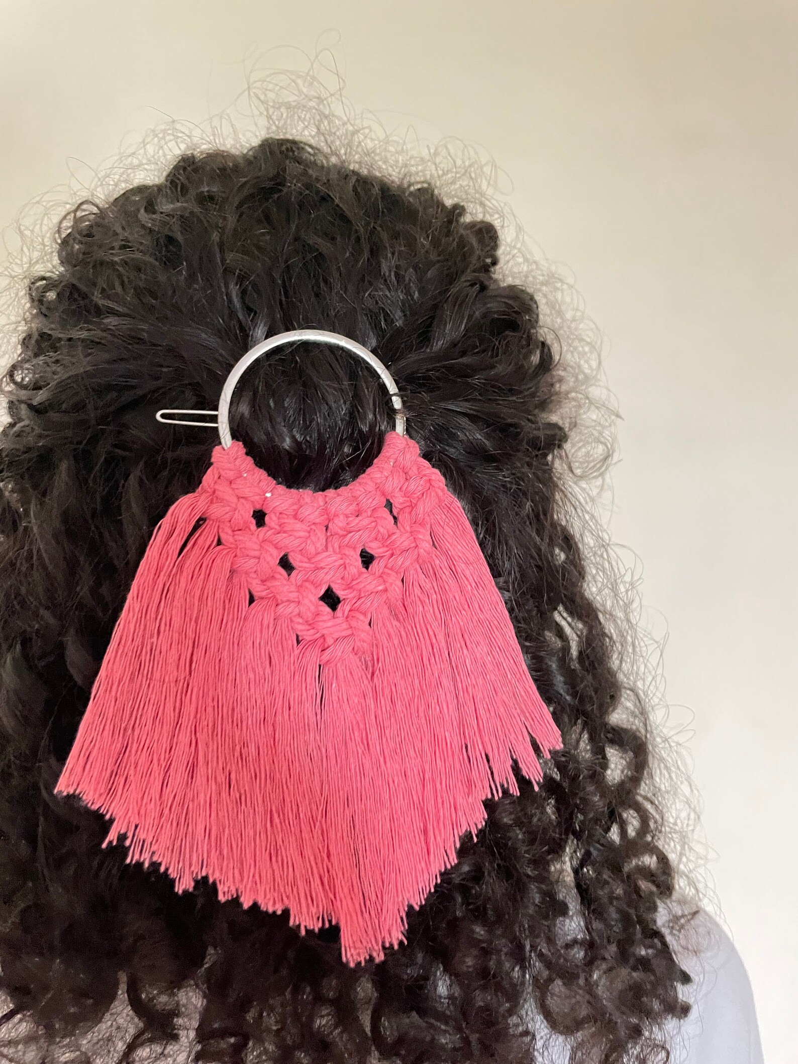 Macrame Handmade Hair Clip Macrame Hair Accessories Pink Etsy