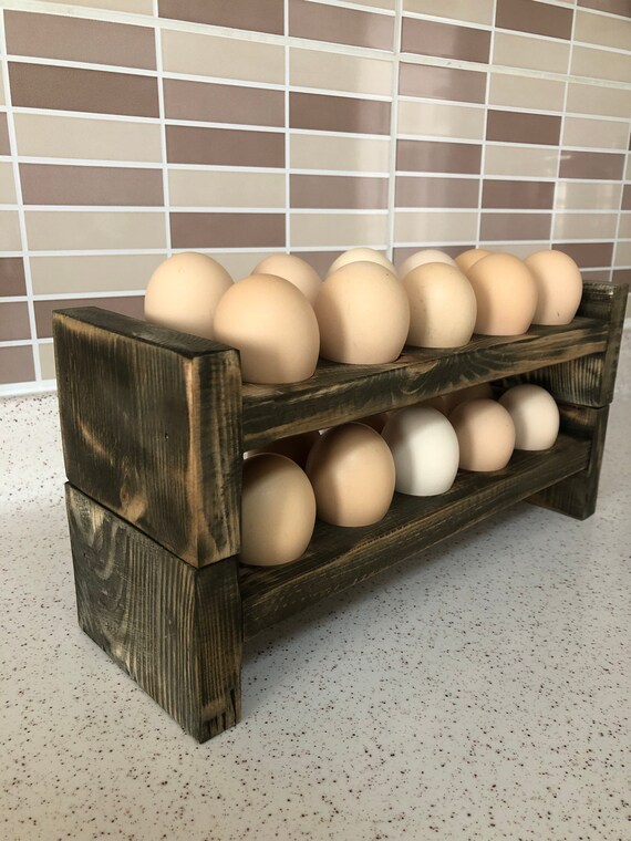 Farmhouse Stackable Wood Egg Holder L Egg Storage L Fresh Egg