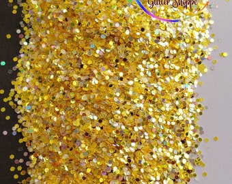 Lemonade, yellow gold dot mix glitter, Polyester Glitter, chunky glitter, 1oz bag, shaped glitter, color shift glitter