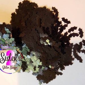 Bat flight, 10mm Black bat shaped glitter, shaped glitter, black glitter, Polyester Glitter .5oz bag