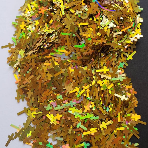 Gold Glitter Cross Etsy