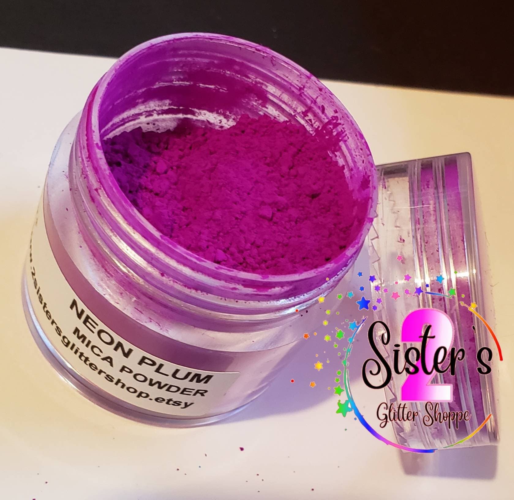 Neon plum, purple mica powder, mica powder, 5 gram container