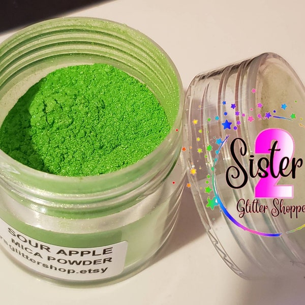 Sour apple, green mica powder, mica powder,  5 gram container