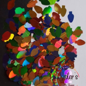 Light It Up,  holographic shaped glitter, shaped glitter, multi colored shaped glitter, light bulb glitter, Polyester Glitter .5oz bag