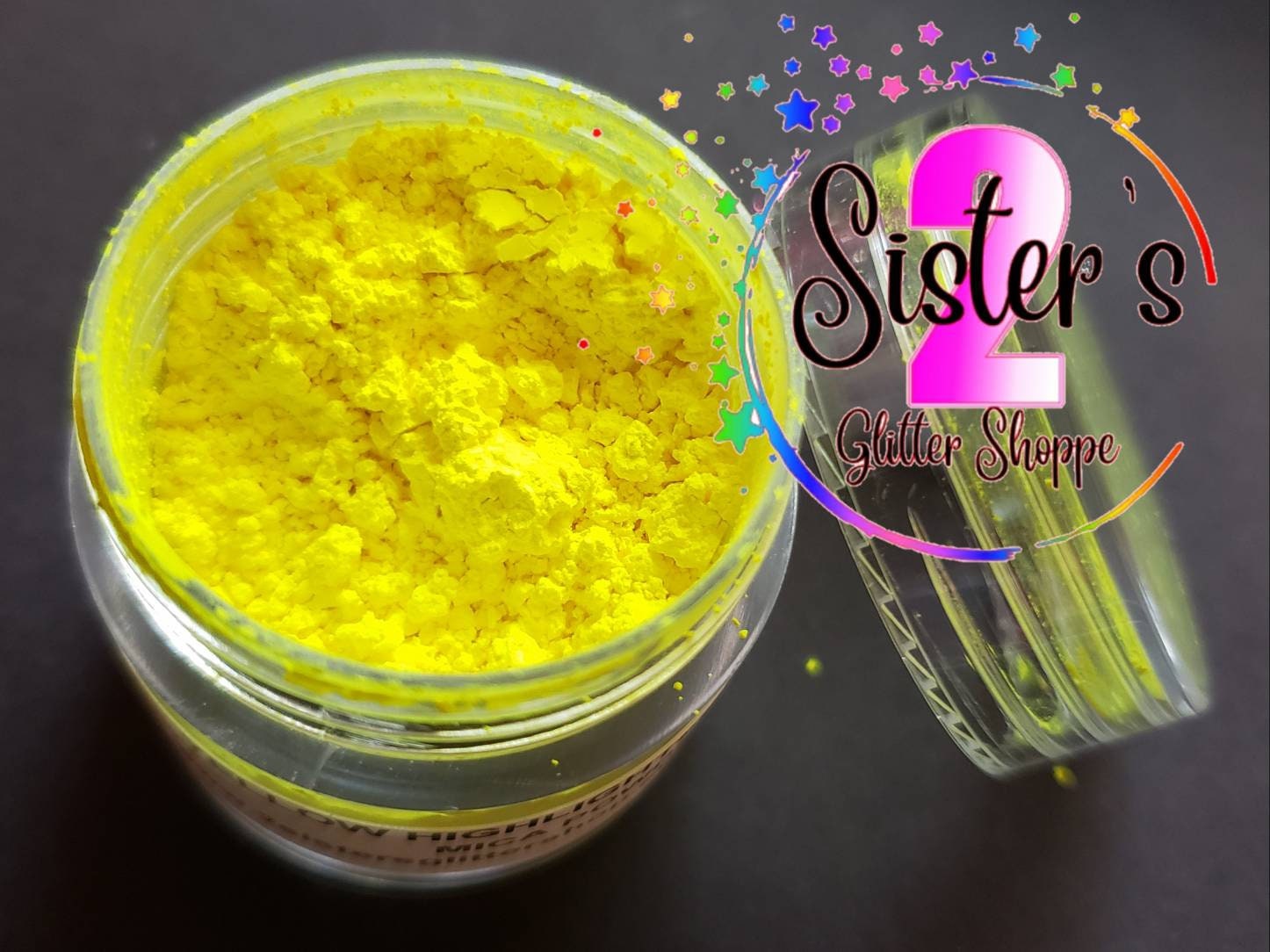 Yellow highlighter, yellow mica powder, mica powder,  5 gram container