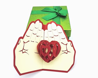 Carte pop-up | carte 3D | d'amour | Coeur pop-up