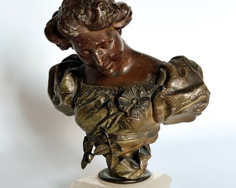 Bust of Woman Art Nouveau Sculpture 22, Bust Head and Shoulders of