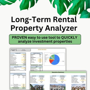 Rental Property Analyzer / Simple Investment Property Analysis Tool / Rental Income Tracker / ROI, Cap Rate, and 1% Rule / Google Sheets