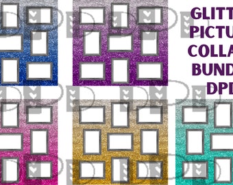 Collage Glitter Picture BUNDLE! 20 oz Skinny Tumbler Sublimation Designs  Digital Download PNG File Pink Gold Silver Purple Teal Blue