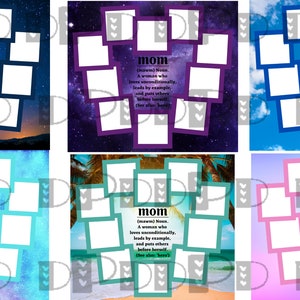 MOM Collage Foto bundel! 20 Oz Skinny Tumbler Sublimatie PNG Digitale Download Moederdag, Definitie van Moeder, Hart
