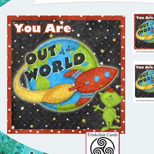 Printable You Are Out of This World Card Front Kit Card Making Kit, Space Rocket, Make Your Own Cards, Topper, Boys,  Male Cards, Valentine