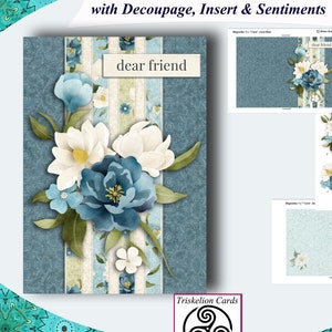 Printable Magnolia Blossoms 5x7 Inch 3D Decoupage Card Making Kit, DIY Cards, Make Your Own Cards,  Friend, Birthday, Thank You, Sympathy,