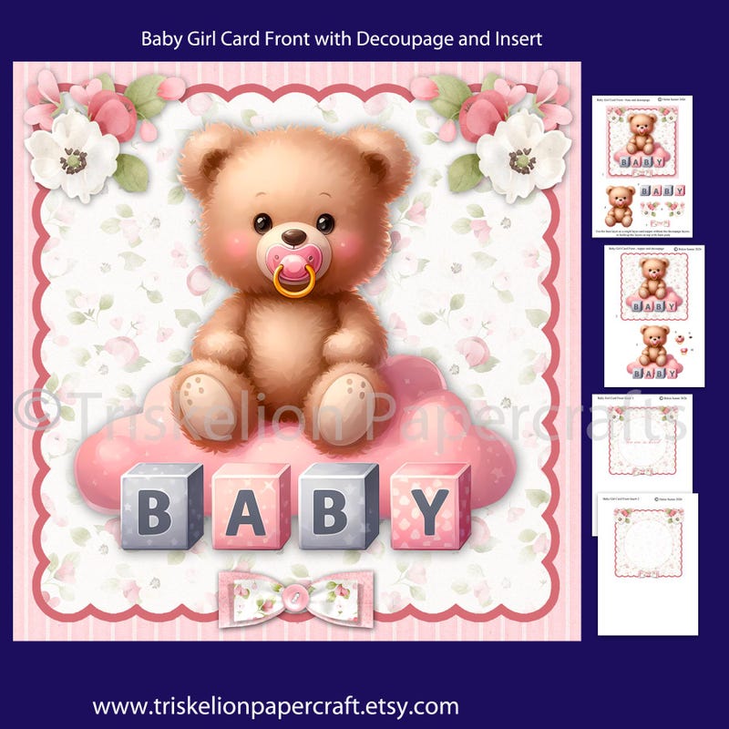 Baby Girl Decoupage Card - Etsy UK
